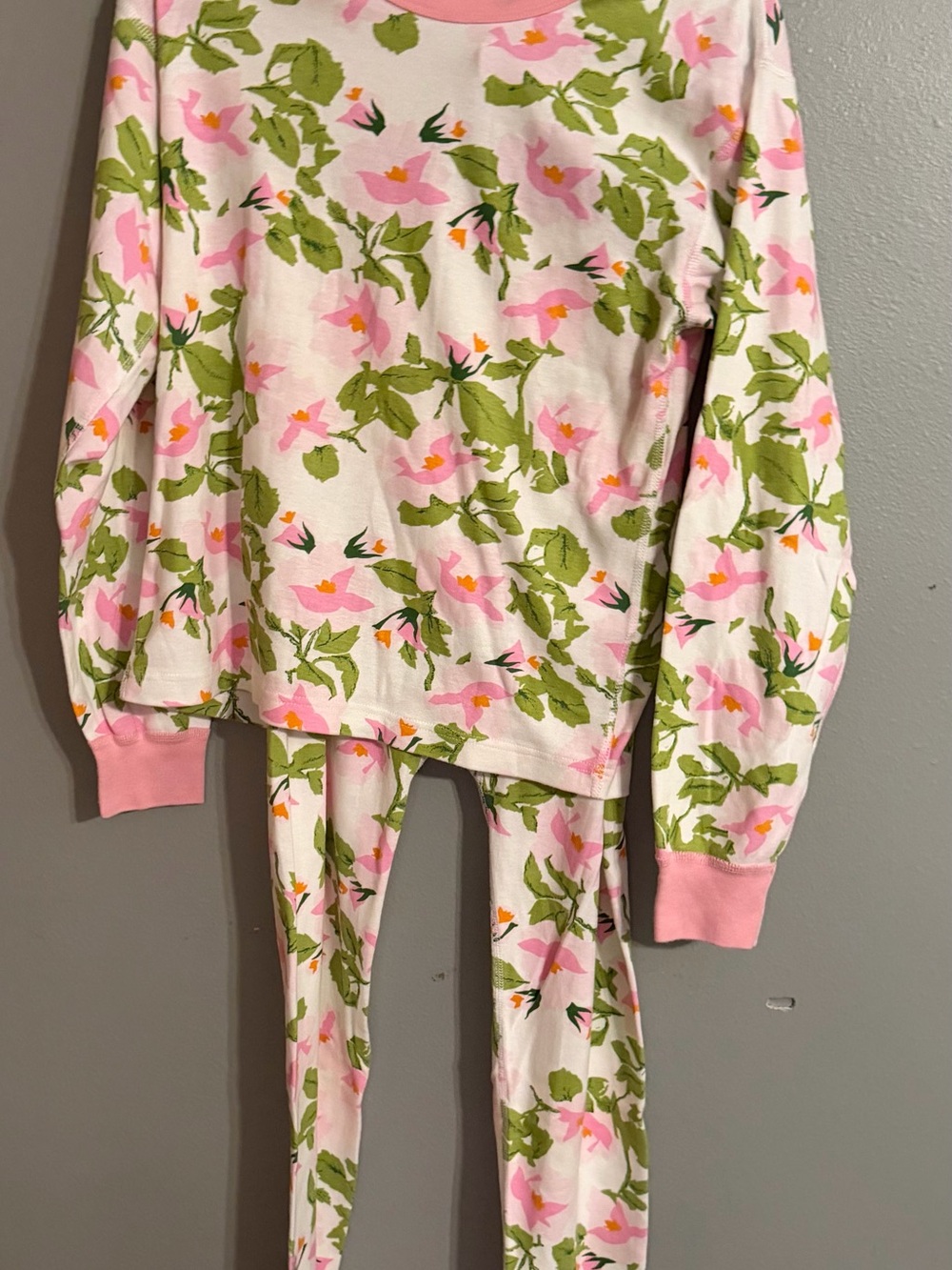 Hanna Andersson Pink and Green Floral Long-Sleeve Pajama Set